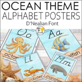 Ocean Theme D'Nealian Alphabet Posters | Ocean Theme Class