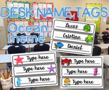 Preview of Ocean Theme Desk Name Tags