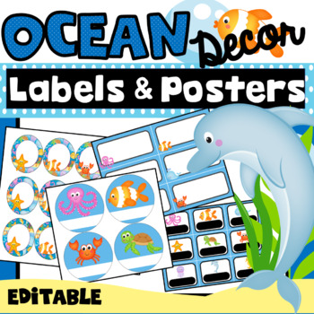 Ocean Theme Editable Labels by The Joyful Journey | TpT