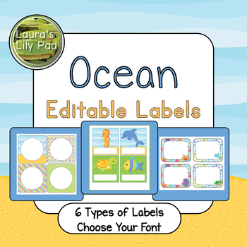 Ocean Theme Editable Labels By Laura's Lily Pad 