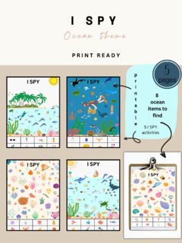 Preview of Ocean Theme I SPY for kids, preschool, kindergarten, homeschool | Seek and Find
