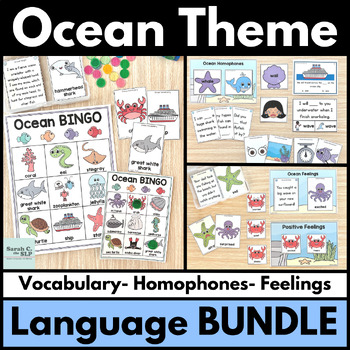 Preview of Ocean Theme Language Therapy Bundle with Vocabulary, Homophones & Feelings