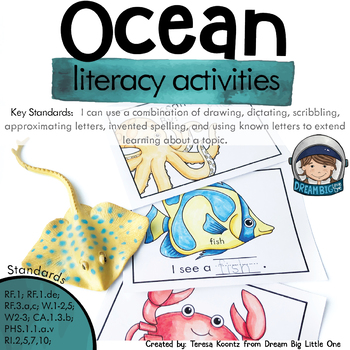Preview of Ocean Animals Activities for Literacy - Preschool and Prek, Kindergarten