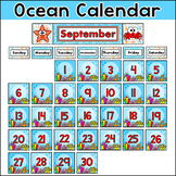 Ocean Theme Monthly Calendar Set - Under the Sea Classroom Decor
