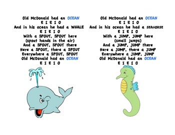 Ocean Theme Movement Song (Old MacDonald) by PreK Printables Shop