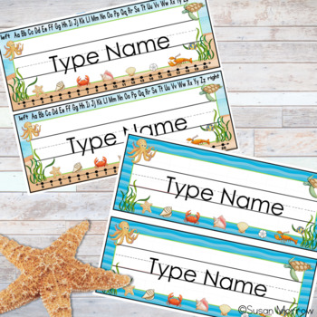 Ocean Theme Name plates Editable! Ocean Theme Classroom Decor | TPT