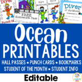 Ocean Theme Printables: Hall Pass, Punch Cards, Awards, Ho