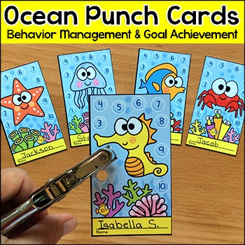Preview of Under the Sea Ocean Theme Student Behavior Punch Cards