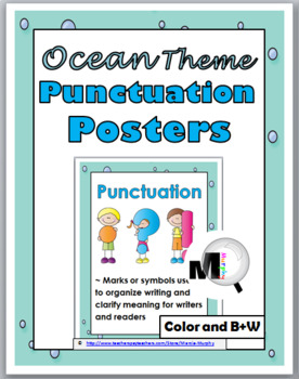 Preview of Ocean Theme Classroom Decor Punctuation Grammar Posters