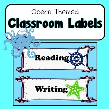 Ocean Theme Room Labels by Primary Wonderland | Teachers Pay Teachers