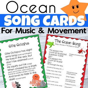 Preview of Ocean Theme Music and Movement Song Cards and Fingerplays