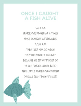 Preschool & Pre-k Song Cards About Animals in the Ocean by Miss Michelle