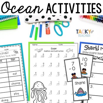 Preview of Ocean Themed Activities - Summer Math Game - Beach Day - Writing - 2nd Grade