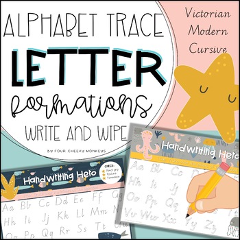 Ocean Themed Alphabet Handwriting Practice | Victorian Modern Cursive Font