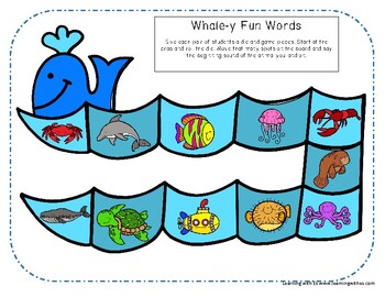 Ocean Themed Beginning Sound Board Game by Learning With Es | TPT