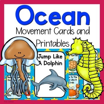 Preview of Ocean Themed Brain Break Cards -Ocean Themed Activities