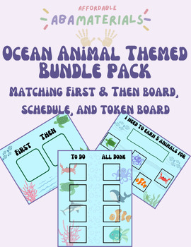 Preview of Ocean Themed Bundle First-Then Board, Schedule, and Token Board Printable Set