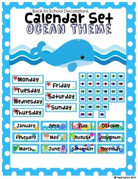 Ocean Themed Calendar Set by Teaching "Tails" | Teachers Pay Teachers