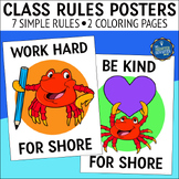 Classroom Rules Posters Crab Ocean Theme