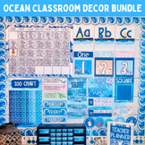 Ocean Themed Classroom Decor Bundle: Boho Neutral Blue Oce