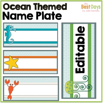 Ocean Themed Classroom Decor: Editable Name Plates 