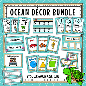 Preview of Ocean Themed Classroom Decor Bundle