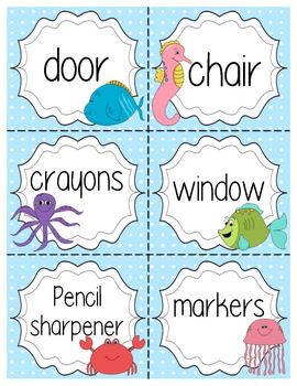 Preview of Ocean Themed Classroom Labels