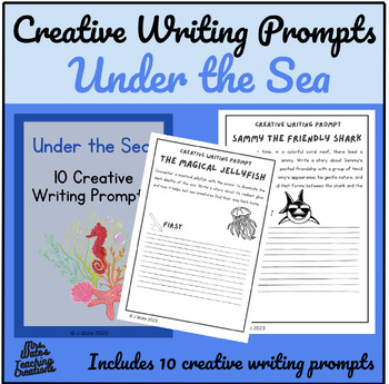 Preview of Creative Writing Prompts Ocean Theme Worksheets - Writing Activity & Templates