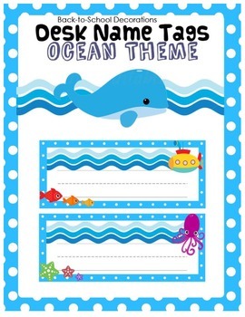 Preview of Ocean Themed Desk Name Tags