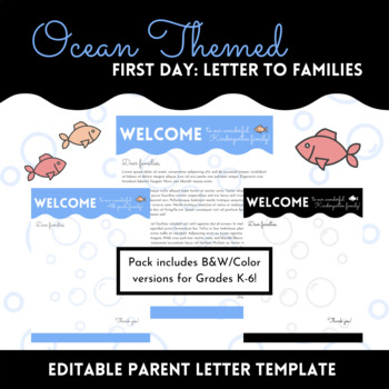 Ocean themed parent letter