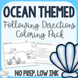 Ocean Themed Following Directions Coloring Pack- Mixed directions