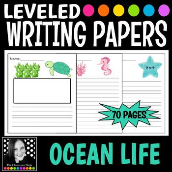 Ocean Themed Leveled Lined Writing Papers for Writing Centers | TPT