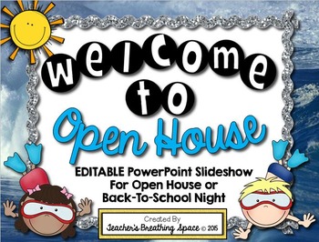 Preview of Ocean Themed Open House PowerPoint  |  EDITABLE PowerPoint Presentation