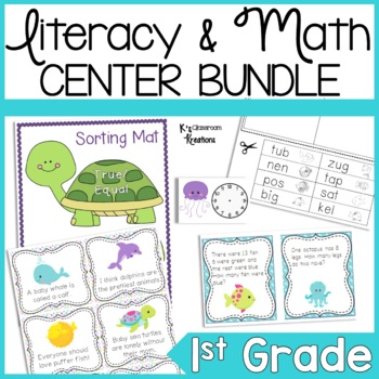 Preview of Ocean Themed Reading and Math Bundle for First Grade