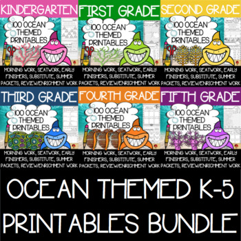 Preview of Ocean Themed Worksheets Bundle {600 Standards Aligned Printables}