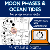 Ocean Tides & Phases of the Moon Worksheets | No prep Pack