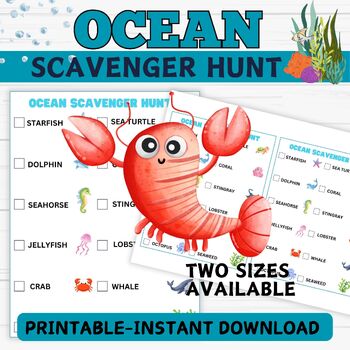 Preview of Ocean Under the Sea Scavenger Hunt Printable