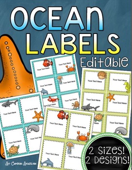 Preview of Ocean Underwater Theme Classroom Labels Decorations Editable