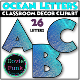 Ocean Water CAPITAL LETTERS Alphabet Clip Art