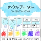 Ocean Watercolor Classroom Decor: Color, Number, and Shape