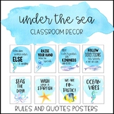 Ocean Watercolor Classroom Decor: Rules and Quote Posters