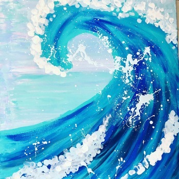 OCEAN WAVE PAINTING ART LESSON Grade K-8 by Art Teacher in LA | TpT