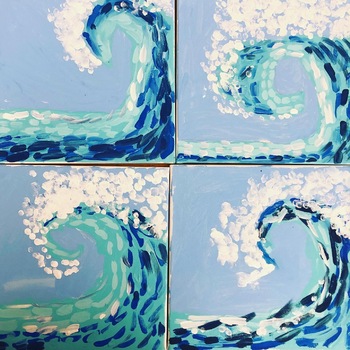 Preview of OCEAN WAVE PAINTING ART LESSON Grade K-8