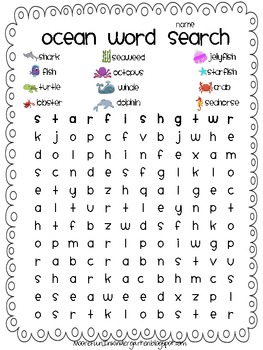 Preview of Ocean Word Search