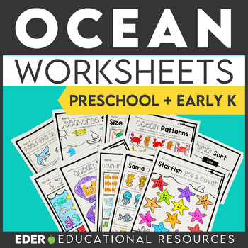Preview of Ocean Worksheets for Preschool | Ocean-theme Worksheets for Pre-K