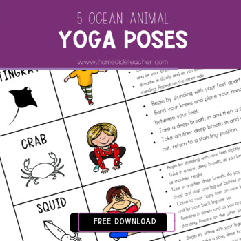 Preview of Ocean Yoga Poses for Kids FREE POSTER
