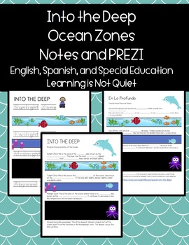 Preview of Ocean Zones Notes Sheet and PREZI (Differentiated, Spanish, English, SPED, ESOL)