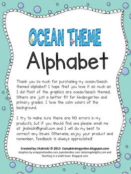 Preview of Ocean and Beach Theme Alphabet