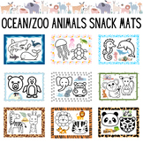 Ocean and Zoo Animals Snack Mats, Printable Placemats for 