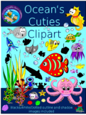 Ocean animals/ Undersea creatures clipart/Ocean's Cuties Clipart